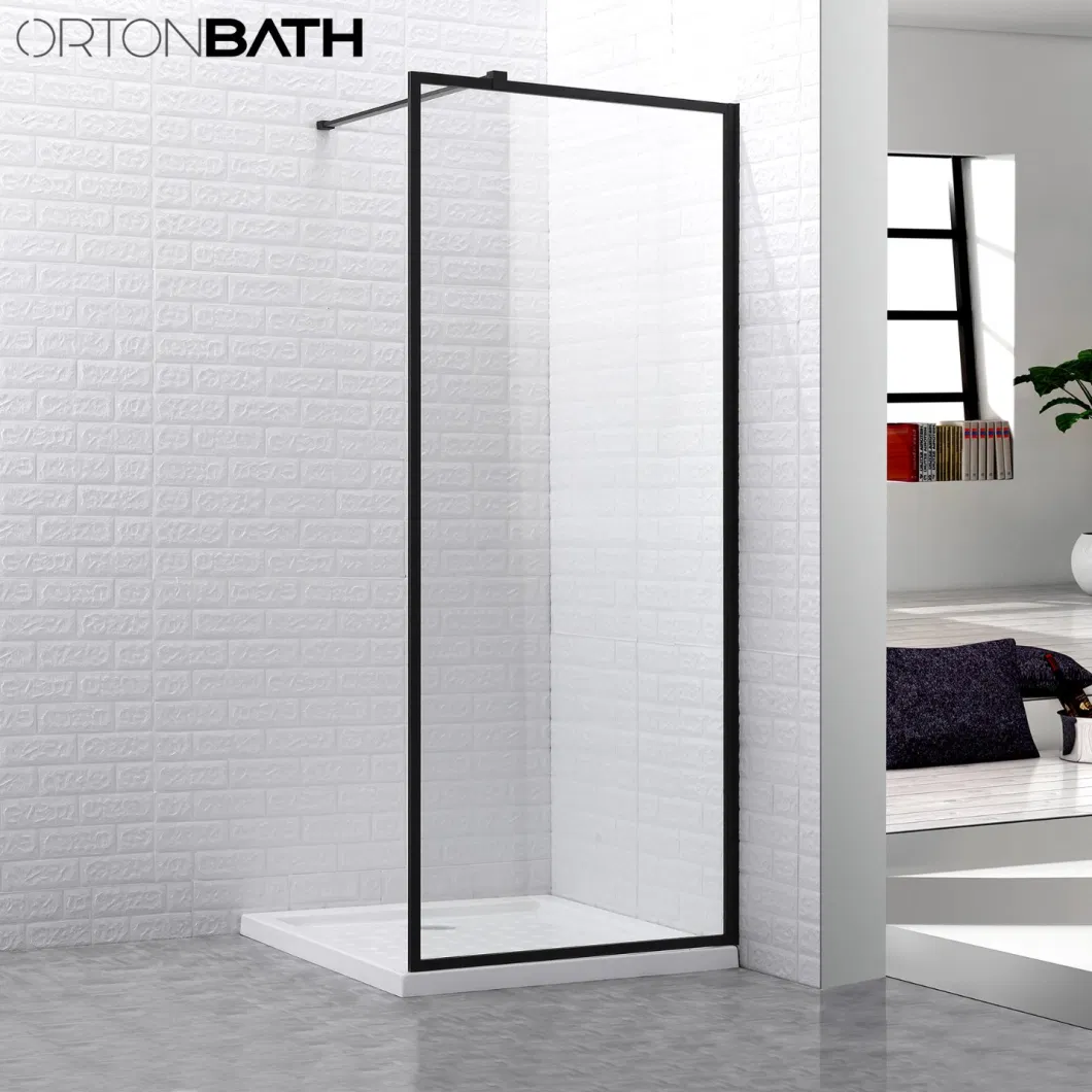 Ortonbath CE Certified Clear Transparent Framed Pivot Silver Thick Customizable Tempered Glass Bathroom Shower Enclosure with Support Frame and Aluminum Profile