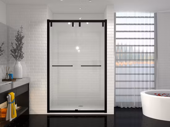 Boîtier de porte de douche pivotante en aluminium plat noir