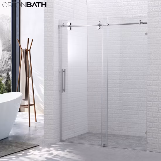 Cabines de douche Qian Yan Chine Fabrication de cabines de baignoire en verre à charnière sans cadre Noir Mat Chrome Satin Luxueux Cabine de douche en acier inoxydable