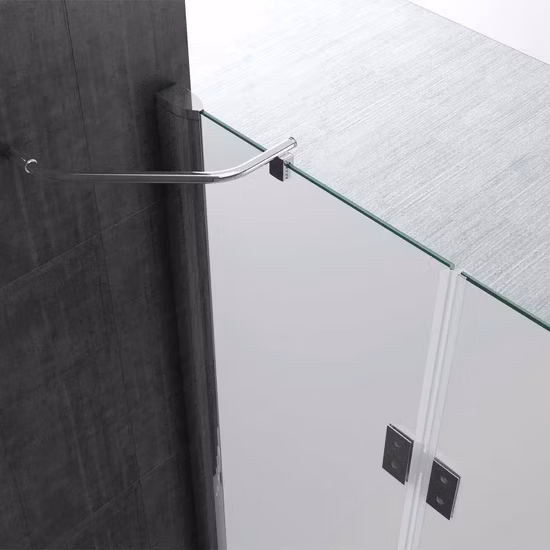 Cabine de porte de douche à charnière avec barre à serviettes en acier inoxydable 304